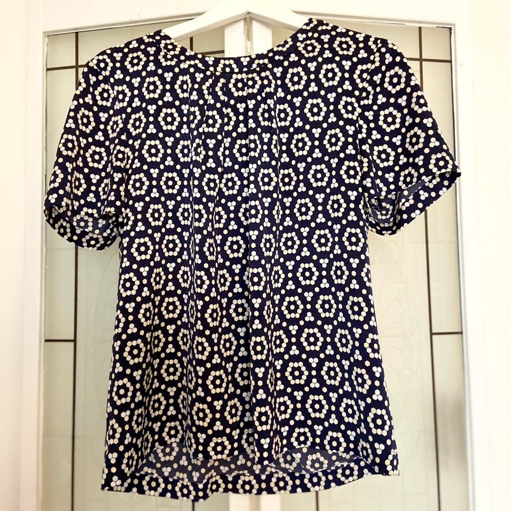 Pleated collar, open back J. Crew top